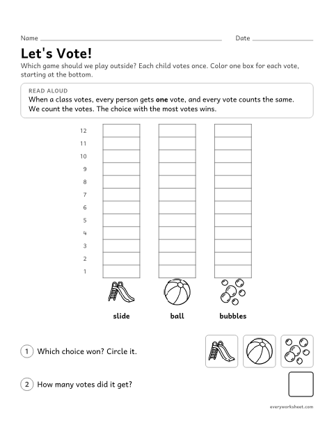 Preview of the printable “Class vote worksheet” worksheet: voting as a class and counting the votes to make a fair decision