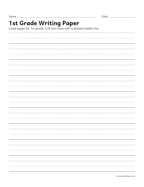 Preview of the printable “1st grade writing paper” worksheet: writing on 1st grade lined paper