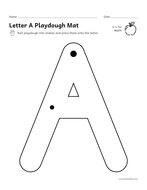 Preview of the printable “Alphabet playdough mats” worksheet: building every letter with playdough