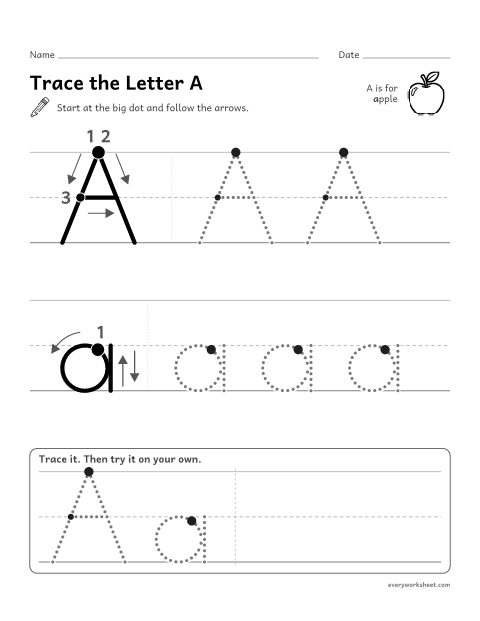 Preview of the printable “Alphabet tracing pages” worksheet: tracing big uppercase and lowercase letters, A to Z