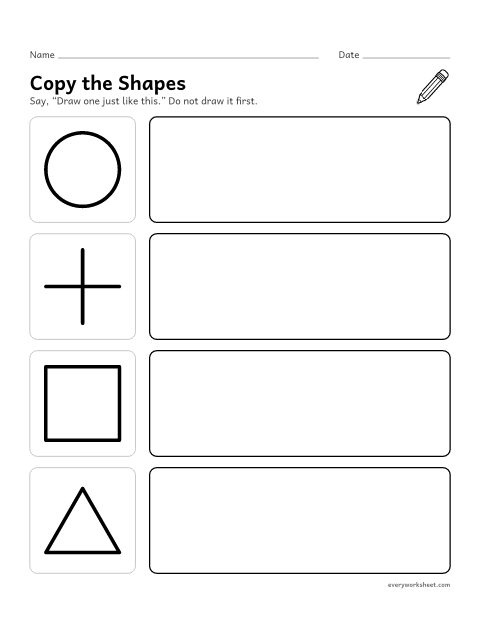 Preview of the printable “Fine motor assessment checklist” worksheet: copying shapes, cutting and holding a crayon