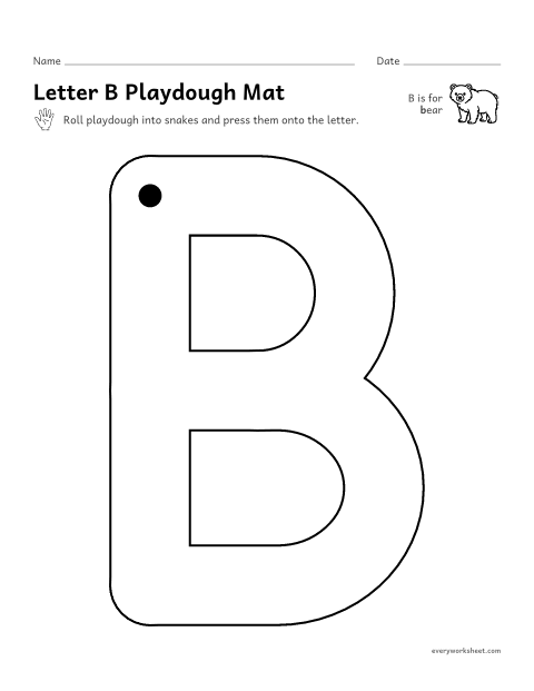 Preview of the printable “Letter B playdough mat” worksheet: building B and b with playdough