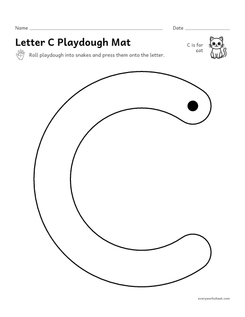 Preview of the printable “Letter C playdough mat” worksheet: building C and c with playdough