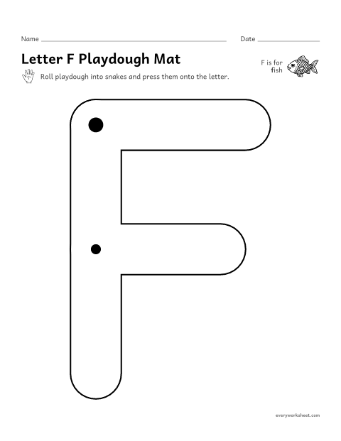 Preview of the printable “Letter F playdough mat” worksheet: building F and f with playdough