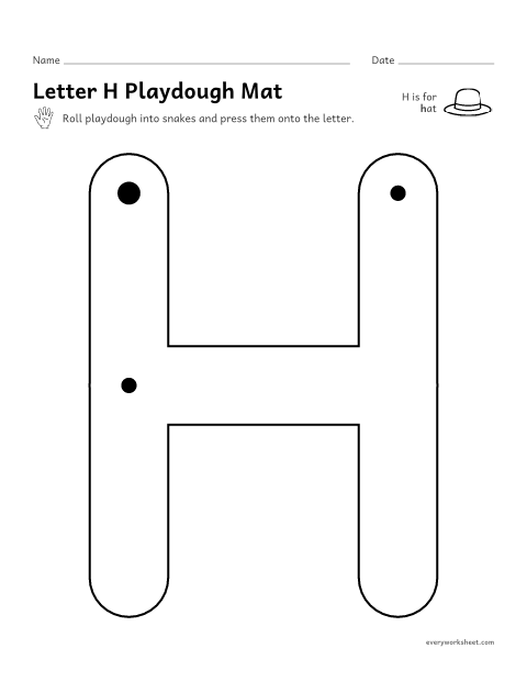 Preview of the printable “Letter H playdough mat” worksheet: building H and h with playdough