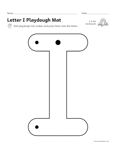 Preview of the printable “Letter I playdough mat” worksheet: building I and i with playdough