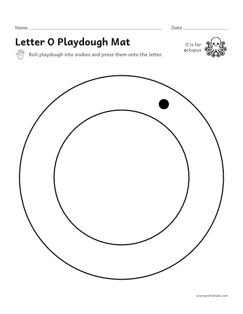 Preview of the printable “Letter O playdough mat” worksheet: building O and o with playdough