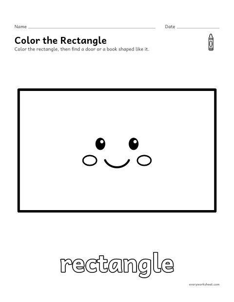 Preview of the printable “Rectangle coloring page” worksheet: naming and coloring a rectangle