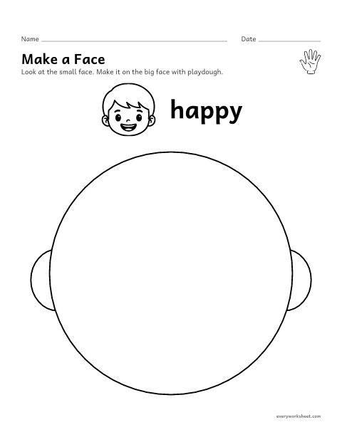 Preview of the printable “Feelings playdough mats” worksheet: making faces that show feelings