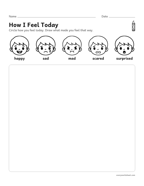 Preview of the printable “How I feel Today: feelings Check-In” worksheet: telling how I feel and why