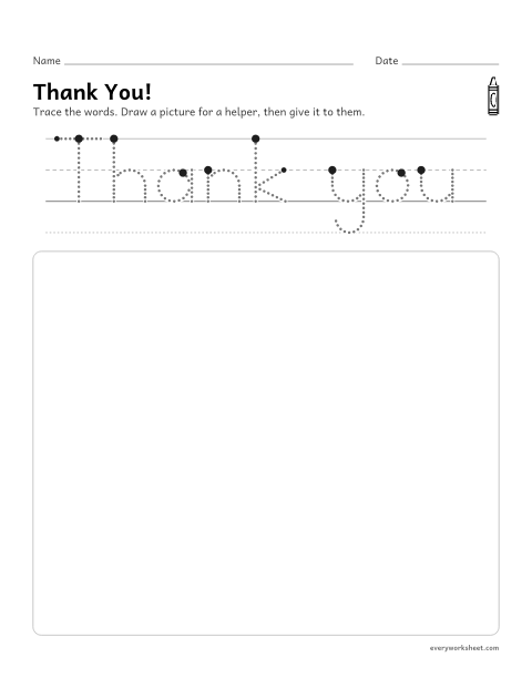 Preview of the printable “Thank you card for a community helper” worksheet: thanking a helper